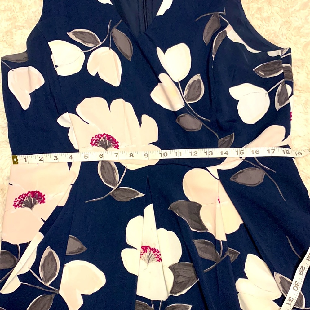 AnnTaylor Blue Floral Pleated Garden Party Office Church Dress size 16 - Picture 14 of 14